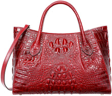 Load image into Gallery viewer, Satchel Designer Wine Red Crocodile Top Handle Bag