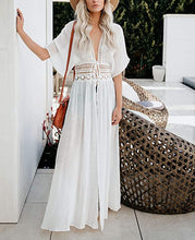 Load image into Gallery viewer, White Crochet Tied Chiffon Chic Swimwear Cover Up/Cardigan