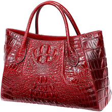 Load image into Gallery viewer, Satchel Designer Wine Red Crocodile Top Handle Bag