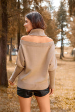 Load image into Gallery viewer, Passion Khaki Turtleneck Off Shoulder Batwing Sweaters