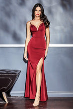 Load image into Gallery viewer, Spaghetti Purple Strap Side Slit Gown Maxi Dress