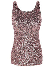 Load image into Gallery viewer, Gold Sparkle Sequin Sleeveless Sequin Top