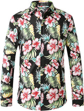 Load image into Gallery viewer, Paisley Black Floral Men&#39;s Long Sleeve Shirt