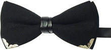 Load image into Gallery viewer, Men&#39;s Cotton Black Pre-tied Silver-Metal-Edged Two-Layer Bow Tie