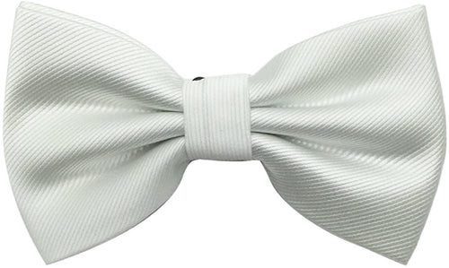 Men's White Pre-tied Banded Bow Tie