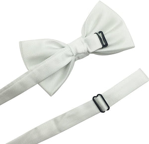 Men's White Pre-tied Banded Bow Tie