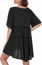 Load image into Gallery viewer, Cecilia Black Summer Pleated Bathing Suit Cover Ups