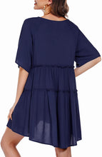 Load image into Gallery viewer, Christina Navy Blue Summer Pleated Bathing Suit Cover Ups