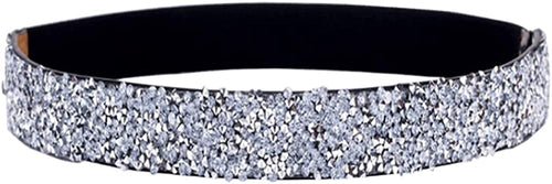 Modern Silver Sparkle Rhinestone Stretchy Waist Belt