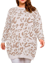 Load image into Gallery viewer, Knitted White Crew Neck Pullover Plus Size Sweater