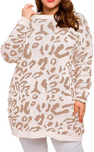 Load image into Gallery viewer, Knitted Khaki Crew Neck Pullover Plus Size Sweater