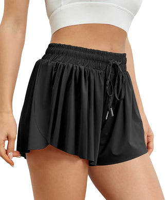 Summer Black Tulip Style Drawstring Shorts