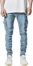 Load image into Gallery viewer, Streetwear Blue Pleated Ankle Trousers with Side Pockets