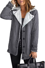 Load image into Gallery viewer, Women&#39;s Pitch Black Lapel Sherpa Jacket with Pockets