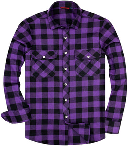 Plaid Flannel Purple Button Down Casual Shirt