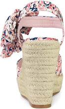 Load image into Gallery viewer, Espadrille Wedge Pink Floral Platform Slingback Sandals