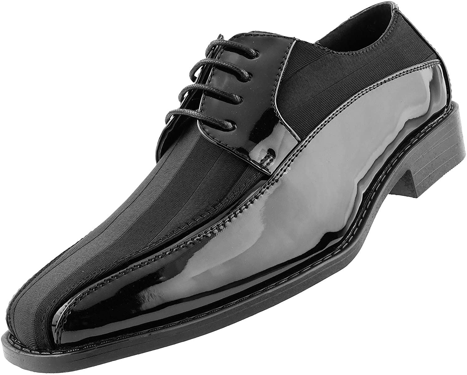 Men s Formal Black Satin Lace Up Dress Shoes Bella Valentina LA