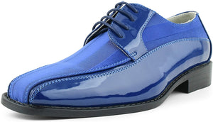 Men's Formal Royal Blue Satin Lace Up Dress Shoes