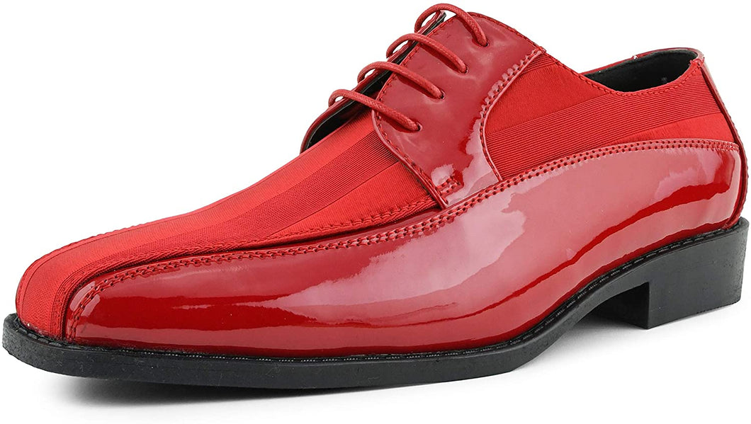 Men's Formal Red Satin Lace Up Dress Shoes
