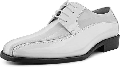 Men's Formal White Satin Lace Up Dress Shoes