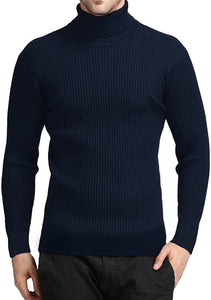 Men's Red Turtleneck Knitted Lightweight Long Sleeve Sweater