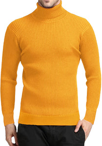 Men's Red Turtleneck Knitted Lightweight Long Sleeve Sweater