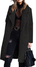 Load image into Gallery viewer, Women&#39;s Fuzzy Fleece Lapel Long Cardigan Coffee Brown Winter Jacket