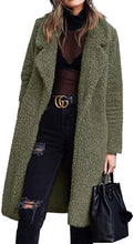 Load image into Gallery viewer, Women&#39;s Fuzzy Fleece Lapel Long Cardigan Coffee Brown Winter Jacket