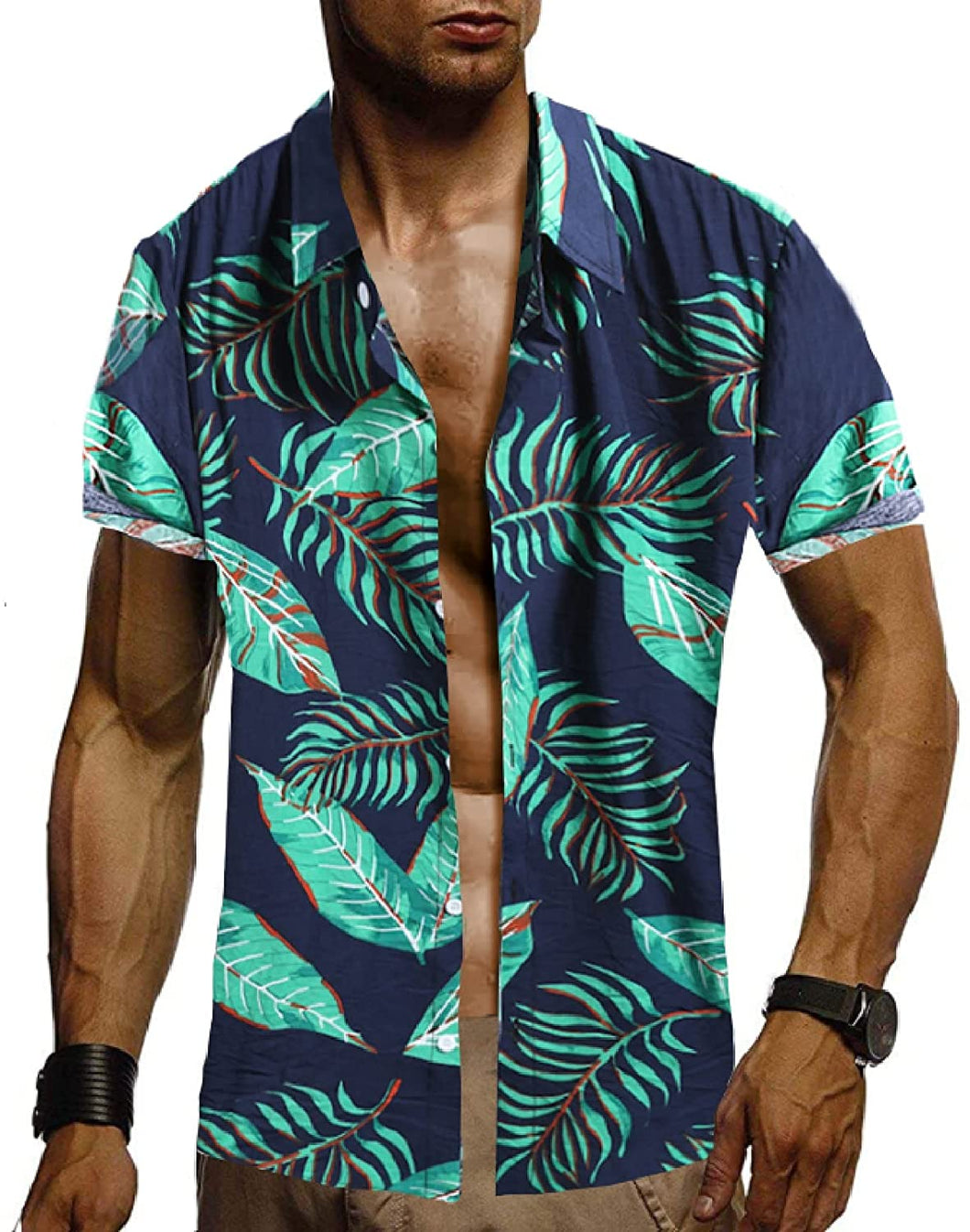Summer Printed Blue Beach Short Sleeve Hawaiian Shirts