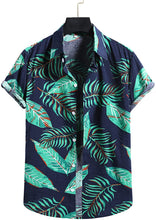 Load image into Gallery viewer, Summer Printed Blue Beach Short Sleeve Hawaiian Shirts