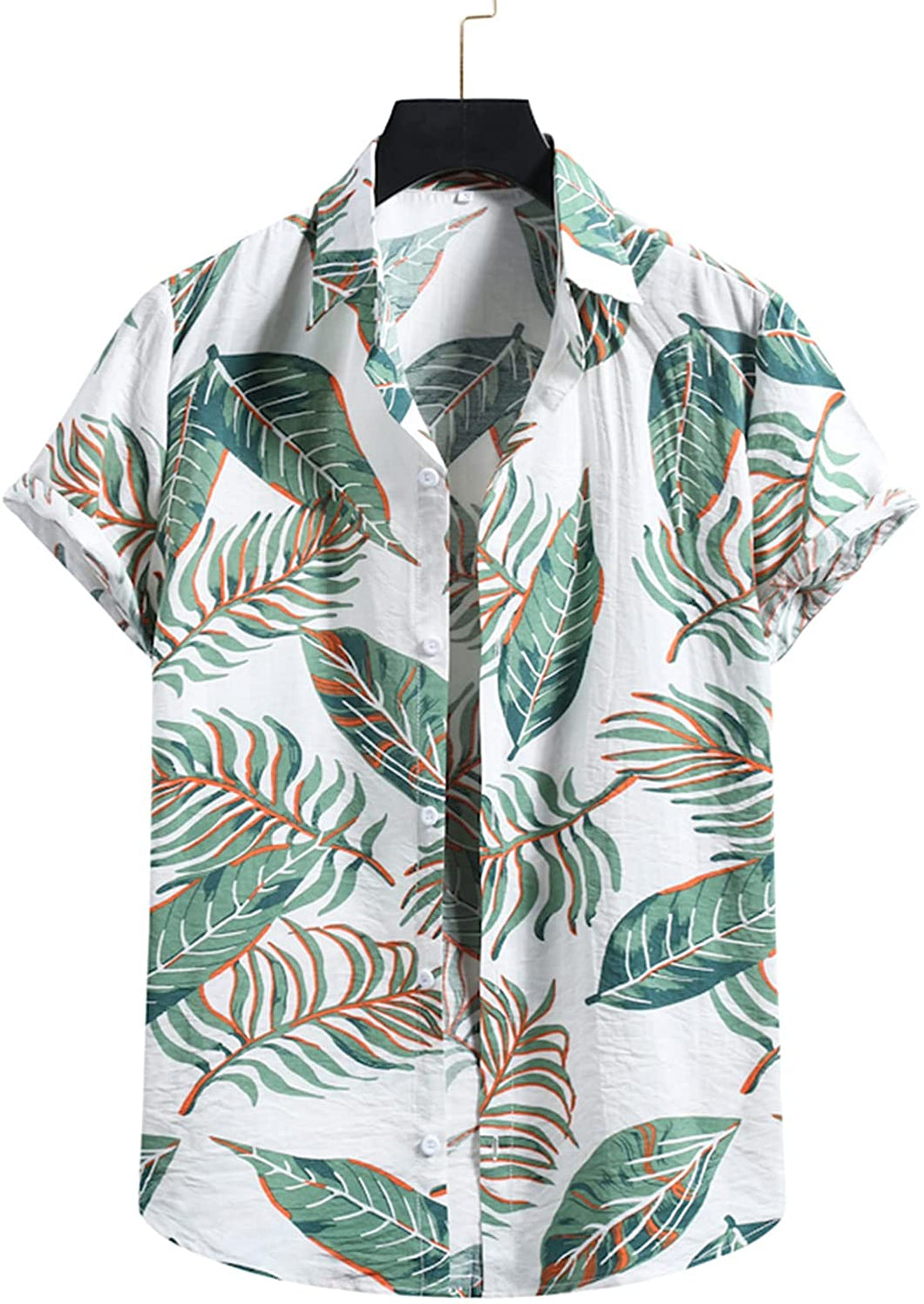 Men's Printed White Beach Short Sleeve Hawaiian Shirt