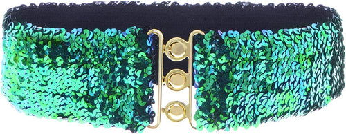 Mermaid Sparkly Sequin Wide Stretch Elastic Belt