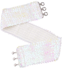Load image into Gallery viewer, White Sparkly Sequin Wide Stretch Elastic Belt