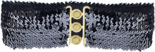 Load image into Gallery viewer, Black Sparkly Sequin Wide Stretch Elastic Belt
