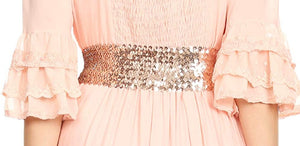 Champagne Sparkly Sequin Wide Stretch Elastic Belt