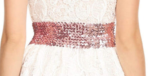 Cotton Candy Pink Sparkly Sequin Wide Stretch Elastic Belt