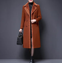 Load image into Gallery viewer, Caramel Brown Double-Breasted Wool Blend Pea Coat Jacket