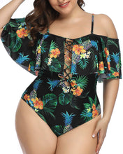 Load image into Gallery viewer, Leopard Women Plus Size One Piece Tummy Control Flounce Bathing Suits