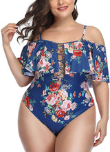 Load image into Gallery viewer, Leopard Women Plus Size One Piece Tummy Control Flounce Bathing Suits