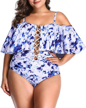 Load image into Gallery viewer, Leopard Women Plus Size One Piece Tummy Control Flounce Bathing Suits
