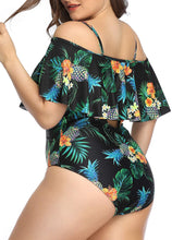 Load image into Gallery viewer, Leopard Women Plus Size One Piece Tummy Control Flounce Bathing Suits