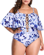 Load image into Gallery viewer, Leopard Women Plus Size One Piece Tummy Control Flounce Bathing Suits