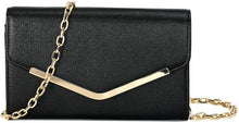 Load image into Gallery viewer, Celine Black Envelope Clutch Purse With Detachable Chain
