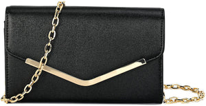 Celine Black Envelope Clutch Purse With Detachable Chain