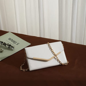 Celine White Envelope Clutch Purse With Detachable Chain