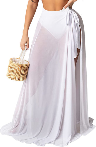 Beach White Bathing Cover Wrap Maxi Skirt