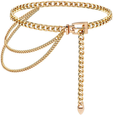 Gold Metal Multilayer Chain Belt