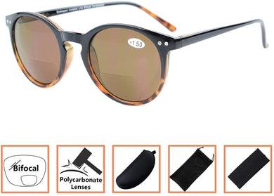 Life Paths Bifocal Black Demi Round Reading Spring Hinge Sunglasses