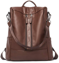 Load image into Gallery viewer, Purse Leather Beige/Brown Anti-theft Travel Backpack