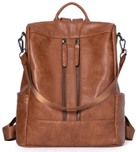 Load image into Gallery viewer, Purse Leather Black/Brown Anti-theft Travel Backpack